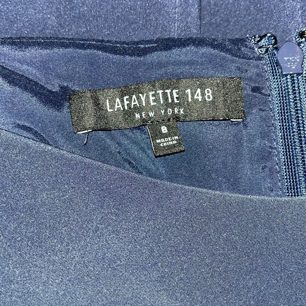 Lafayette 148 Marisa Bell Sleeve Dress Navy | size 8 - Picture 6 of 7